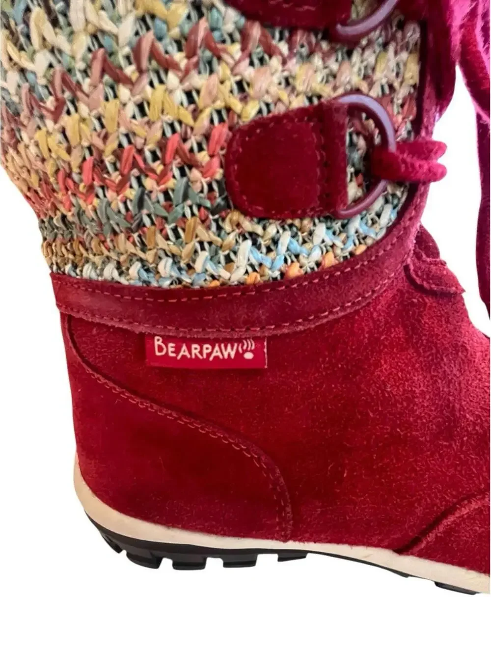 Bearpaw Snow Boot Red Suede Sheepskin Womens Ophelia Size 9 2624.17